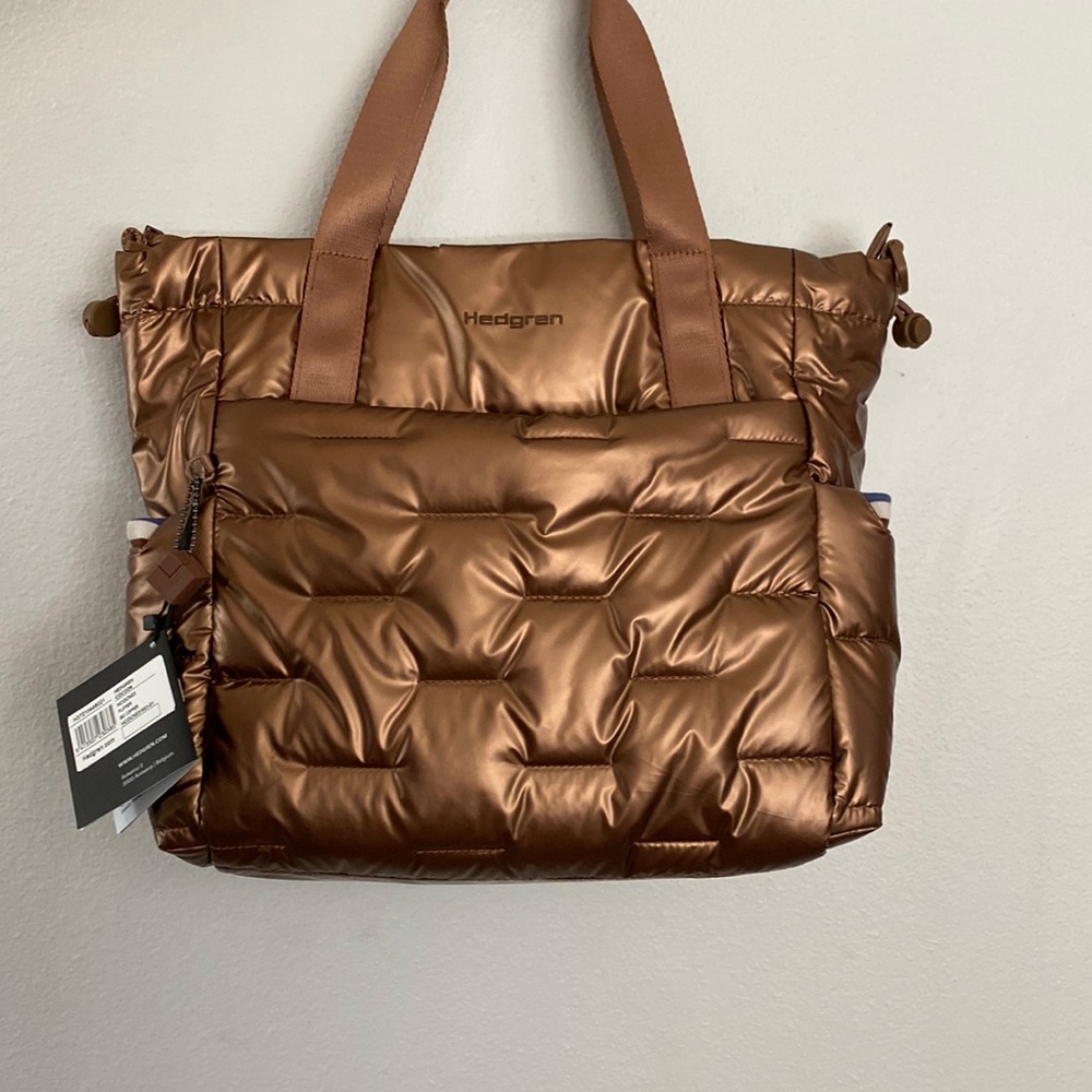 Copper Metallic Puffer Tote